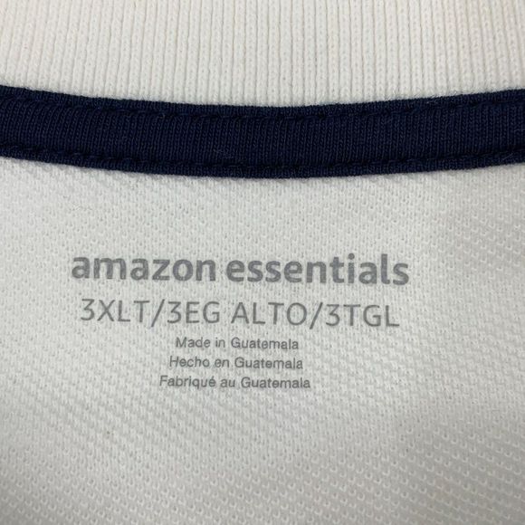 Mens Amazon Essentials White Polo Size 3XT Big & Tall Pic Short Sleeve NWT 3627 - Picture 5 of 9